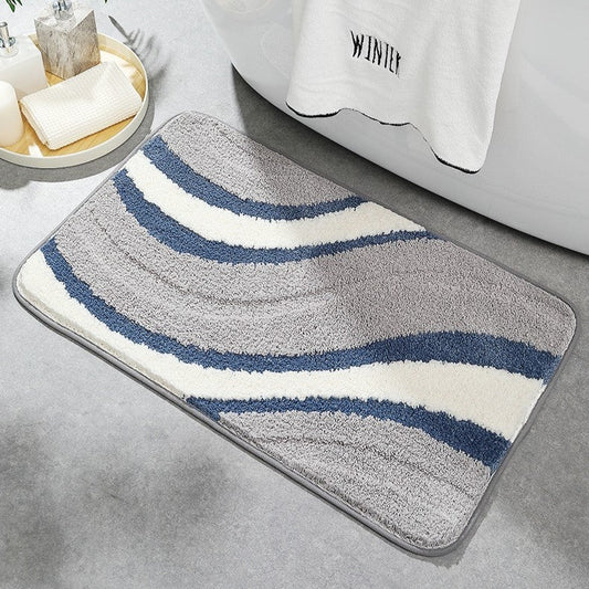 Nevav Ultra Absorbent Polyester Microfiber Bathroom Mat - Non-Slip Plush Shower Rug