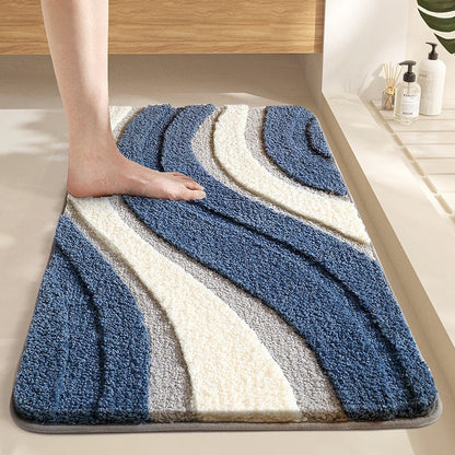 Nevav Ultra Absorbent Polyester Microfiber Bathroom Mat - Non-Slip Plush Shower Rug