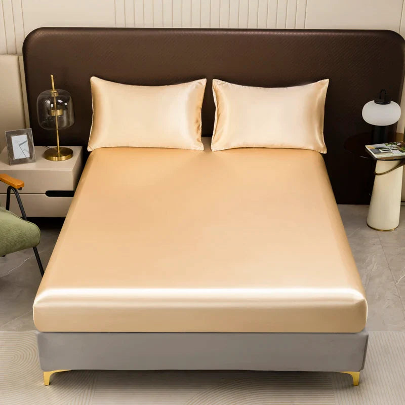 Nevav Premium  Polyester Satin Sheets Set - Silky 4-Piece Queen Bedding with Pillowcases