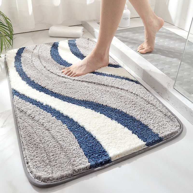 Nevav Ultra Absorbent Polyester Microfiber Bathroom Mat - Non-Slip Plush Shower Rug