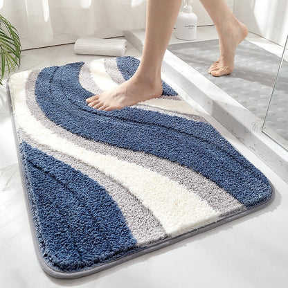 Nevav Ultra Absorbent Polyester Microfiber Bathroom Mat - Non-Slip Plush Shower Rug